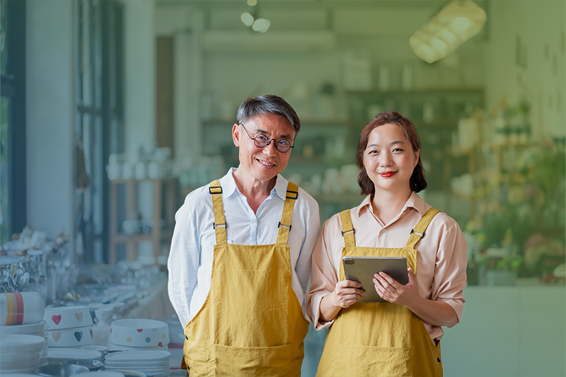 Father and daughter small business owners Father and daughter small business owners